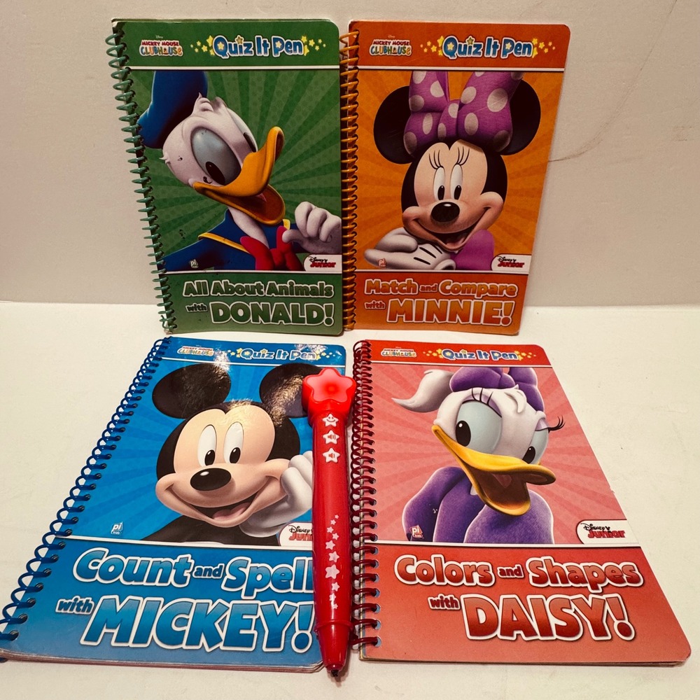 Disney Mickey Mouse Clubhouse Quiz It Pen 4 Book‎ Set Interactive Learning Toy